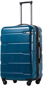 Coolife Luggage Expandable(only 28") Suitcase PC+ABS Spinner Built-In TSA lock 20in 24in 28in Carry on (Caribbean Blue., L(28in).)