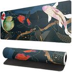 Brecoy Japanese Gaming Mouse Pad XL - Extended Large Mat Desk Pad, Stitched Edges Mousepad, 3mm Thick Long Non-Slip Rubber Base Mice 31.5 X 11.8 Inch Koi Fish Art 220818caomp-koif