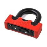 ABUS motorbike brake disc lock GRANIT™ Power XS 67 with XPlus™ cylinder - Motorbike lock with double shackle locking and reminder cable - Motorbike accessories - Red