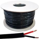 50m - Outdoor Rated Speaker Cable Wire 1.5mm² - Stranded Copper Clad Aluminium (CCA) - 2 Core Double Insulated Flex Reel – External Garden Hi-Fi & 100V Speakers