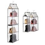 ANSTROUT Hanging Purse Handbag Organizer for Closet, Purse organizer with 4 Mesh Shelves Handbag Closet Purse Storage Bag (White-2Pack)