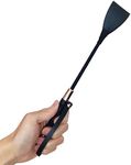 BLUECC Riding Crop for Horse, Horse Whip with PU Leather Equestrianism Horse Crop Double Slapper Horse Whip Black Crops for Horses (Black, 11.4”)