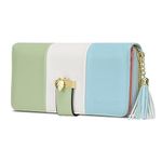 Pomelo Best Womens Wallet RFID Blocking Large Capacity Long Purse with 12 Card Slots, Zipper Phone Coin Pocket (Fresh Blue Green)