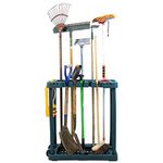 Woodside Garden Tool Holder Storage Rack Trolley with Wheels for Sheds/Garages, Portable Organiser Tidy