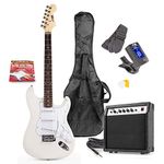 Max Beginner Electric Guitar Starter Pack - White Electric Guitar with Amplifier, Gig Bag, Picks, Strap & Cable - Complete Beginner Electric Guitar Kit for Kids & Adults, Ideal Guitar Starter Pack