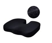 Seat Cushion, Hip Support, Heat Sensitive & Durable Memory Foam Sitting zipper Desk Chair Cushion for Office, Car Seat Back Coccyx Tailbone Pain Relief, Lightweight (Black Seat Cushion)