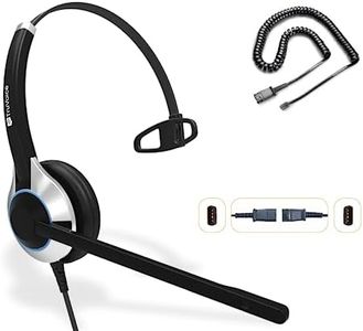 TruVoice HD-500 Office and Call Center Wired QD Headset with Noise Canceling Microphone and HD Speakers - Compatible with Mitel, Nortel, Avaya, Poly, Polycom, Shoretel, Digium, ESI, Fanvil Desk Phones