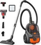 Aspiron Canister Vacuum Cleaner, 24Kpa Bagless Vacuum Cleaner, 3.7QT Large Dust Cup, Double HEPA Filter, Retractable Cord, 1200W Lightweight Vacuum Cleaner with 5 Tools for Hard Floors, Black