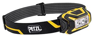 PETZL ARIA 2R Compact Durable Waterproof Headlamp with Rechargeable Battery, 600 Lumens, Black/Yellow, White