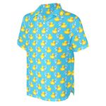 Artsadd 80s 90s Hawaiian Shirt for Men Vintage Button Down Short Sleeve Big and Tall Shirts Funny Party Disco Outfit, Rubber Duck, Large