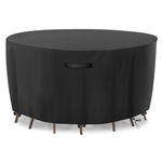 GARPROVM Outdoor Table Covers Waterproof, Round Garden Table Cover 600D Oxford Fabric Round Patio Table Cover with Handle Buckle Drawstring Garden Table Cover Round Windproof (Ø230x100cm, Black)