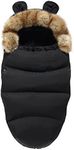 YOURCARE Footmuff Stroller Universal Baby Stroller Bunting Bags,Winter Thicken Warm Pram Footmuffs,Weatherproof Baby Sleeping Bag for Strollers,Pushchairs,Prams,Car Seat,0-2 Years (Black),NEW-3