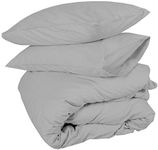 Mahaveer Cotton Microfiber Duvet Cover Set - Zipper Closure Style (1 Duvet Cover & 2 Pillow Cover) (80" x 80"_Light Grey Solid)