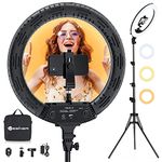 18 Inch Ring Light with Tripod Stand, Yesker LED Ringlight Color Temperature 3200K to 5500K Makeup Ringlights with Tablet Phone Holder for Camera Smartphone Video Streaming Selfie Portrait Shooting