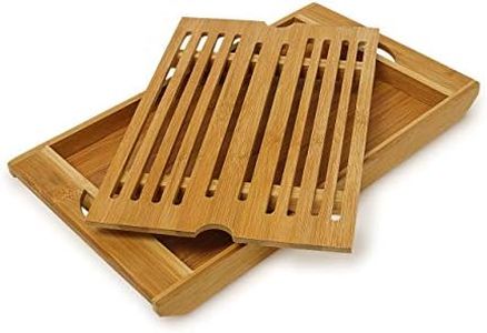 Relaxdays Bamboo Bread Cutting Board + Removable Crumb Catcher, Brown