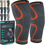 MODVEL 2 Pack Knee Braces for Men & Women - Knee Compression Sleeves Weightlifting - Knee Brace for Men & Women Plus Size, Meniscus Tear, ACL, Arthritis, Joint Pain