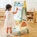 ROBUD Kids Easel, Wooden Adjustable Crocodile Easel for Kids, Double-Sided Magnetic Toddlereasel with Drawing Accessories，2 Paper Rolls, 2 Storage Boxs... WF013