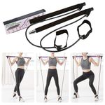 UDKI Portable Pilates Bar with Resistance Bands | Body Shape Pull-up Training Rod | Yoga Pilates Black Stick| Fitness Equipment for Home Gym Workout| Muscle Toning Stretching All-in-One Exercise Kit