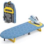 KINGBOARD Tabletop Ironing Board with Iron Holder, 12" x 32" Small Ironing Board with Ironing Mat, Foldable Mini Iron Board, Easy Storage for Travel & Dorm, Blue