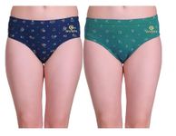 Gven Women Cotton Printed Multicolour Underwear Panties 2 Pcs Combo -Size:85cm -Medium (M) = 85CM