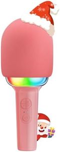 Kinglucky Karaoke Microphone with LED Lights, Wireless Bluetooth Speaker, Pink