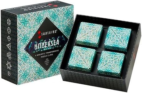 Shashibo Shape Shifting Box - Award-Winning, Patented Fidget Cube w/ 36 Rare Earth Magnets - Transforms Into Over 70 Shapes, Gift Box, Download Fun in Motion Toys Mobile App (Undersea, 4 Pack)