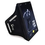 RevereSport Waterproof Running Armband for Phone with Case On (Otterbox, Lifeproof). Sports Phone Holder Compatible iPhone 16/15/14/13/12/11/SE Samsung S24/S23/S22/S21/S20 (Medium)