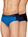 XYXX Men's Underwear Dualist IntelliSoft Antimicrobial Micro Modal Brief Pack of 2 (Black Iris & Black;Brilliant Blue & Black Iris; M)