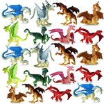 Mini Dragon Toy Figures - (Pack of 36) 2 Inch Plastic Rubbery Dragon Figurines in Assorted Colors and Styles - Kids Toys for Birthday Party Favors, Decorations, Cupcake Toppers and Piñatas