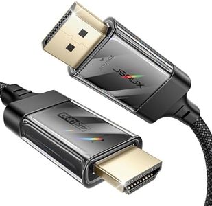JSAUX DisplayPort to HDMI Cable 4K@60Hz, 6.6ft DP to HDMI 2.0 Male UHD 2K@120/1080P@120 Nylon DP to HDTV Uni-Directional Cord for Dell, Projector, Desktop, AMD, NVIDIA, Lenovo, HP, ThinkPad