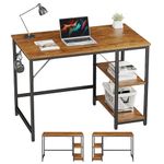 JOISCOPE Computer Desk, 100cm Office Desk with 2 Shelves, PC Desks & Workstation for Student and Worker, Study Table for Writing, Wooden Desk for Bedroom, Home, Office, Vintage Oak Finish