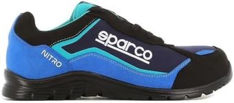 Sparco Unisex Adults Teamwork Scarpa Antinfortunistica Da Lavoro-Bassa PER Uomo E Donna-Nitro-S3 SRC Fire and Safety Boot, Nero/BLU, 10 UK