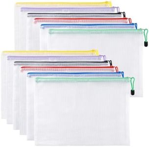 Carehabi 12 bolsas para documentos con cremallera A4, resistente al agua, bolsillo con cremallera para archivos, bolsa de malla de plástico con cremallera para documentos, cosméticos, accesorios de