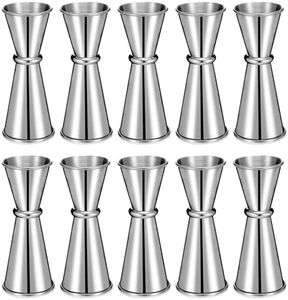 TANEMUDO 10 Pcs Jigger for Bartending 304 2 oz 1 oz Stainless Steel Cocktail Jigger Double Shot Glass Measuring Cup, Japanese Jigger for Bartender Bar Supplies