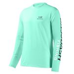 BASSDASH Fishing T Shirts for Men UV Sun Protection UPF 50+ Long Sleeve Tee T-Shirt, Opal Green/Dark Grey, X-Large