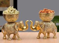 LABHCART Brass Elephant Urli Bowl: Ethnic Design Uruli Pot for Home Decor - Ideal for Floating Flowers, Candle Lamps, Temple Room - Traditional Diwali Decoration