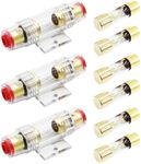 4-8 Gauge AWG in-line Fuse Holder, 4-10 Gauge AWG Wire with 100A AGU Fuses for Car Audio, Auto Parts, Alarms, Amplifiers, Compressors (9PCS)