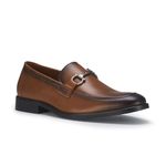 Ferro Aldo Demitri MFA19683 Classic Moc-Toe Penny Loafers with Decorative Buckle, Cognac, 11