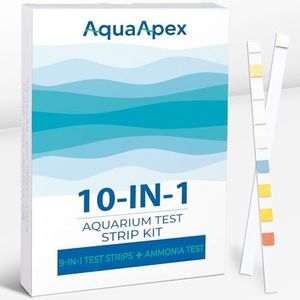10-in-1 Aquarium Test Strips (100 Strips) 50 Multi-Test + 50 Ammonia Strips | Ammonia Test Strips for Fish Tanks, Aquariums & Ponds | for Freshwater & Saltwater | Test Nitrate, pH & More.