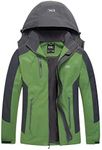 Men Casual Hooded Rain Jacket-Diamond Candy lightweight Waterproof Softshell Raincoat Outdoor Sportswear Green Large