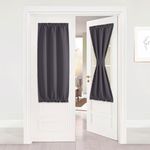 NICETOWN Thermal Door Curtains for Bathroom, Front Door Curtains for Classroom Glass Window, Insulated Blackout French Door Curtain with Tieback, Small Curtains for Kitchen, 25x50 in, Grey, 1 Panel