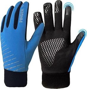 Winter Gloves Kids Boys Girls, Youth Running Biking Bike Warm Soccer Gloves Thermal Touchscreen for Cycling Sports Outdoor(Blue,L)