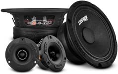 DS18 PRO-GM6.4PK Mid and High Complete Package - Includes 2X Midrange Loudspeaker 6" and 2X Aluminum Super Bullet Tweeter 1" Built in Crossover - Door Speakers for Car or Truck Stereo Sound System