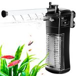 AQQA Aquarium Internal Filter, Submersible Power Filter in-Tank with Adjustable Water Flow, Ultra Silent Biochemical Sponge Filtration for Fish Tank Water Clean