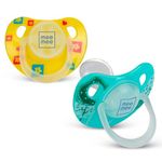 Mee Mee Baby Silicone Pacifier | Orthodontic Nipple for Oral Stimulation | Unique Shape to Support Psychological Breathing | Soother for Babies | Easy to Clean | 0-18 Months (Yellow/Green)