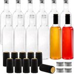 WUWEOT 12 Pack Plastic Wine Bottles, 750ml Clear Empty Bordeaux-Style Liquor Bottles with Screw Lid and Shrink Capsules Caps