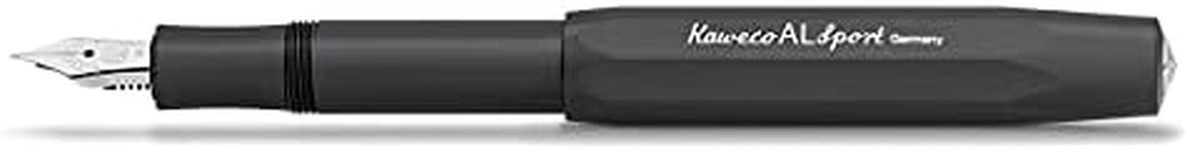 Kaweco AL SPORT Fountain Pen Black I Premium Fountain Pen for Ink Cartridges I Exclusive Fountain Pen 13 cm I Nib: F (Fine)