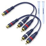 YIMATEECO RCA Splitter Cable, 2 Pack RCA Y Cable 1 Female to 2 Male RCA Extension Cable AV Cable for Subwoofer, Speaker, AMP, Turntable, Home Theater(15cm, 1 Female to 2 RCA, 2pcs)