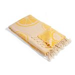 InfuseZen Citrus Reversible Turkish Towel - 100% Cotton Towel Lemon Pattern - Quick Dry Thin Peshtemal - Turkish Bath Towel - Turkish Beach Towel – Absorbent Hammam Towel Large 66” x 36” (Lemon)