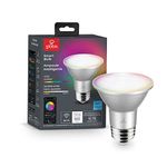 Globe Electric 34869 Wi-Fi Smart 6.5 Watt (50W Equivalent) Multicolor Changing RGB Tunable White LED Light Bulb, No Hub Required, Voice Activated, 2000K - 5000K, Energy Star, PAR20 Shape, E26 Base